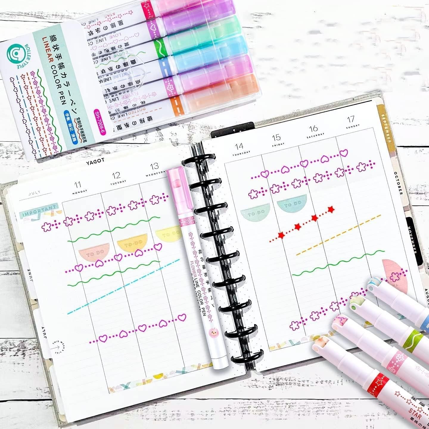 🖍️ Curve Highlighter Roller Pens - Set of 6 🎨
