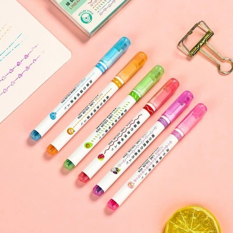 🖍️ Curve Highlighter Roller Pens - Set of 6 🎨