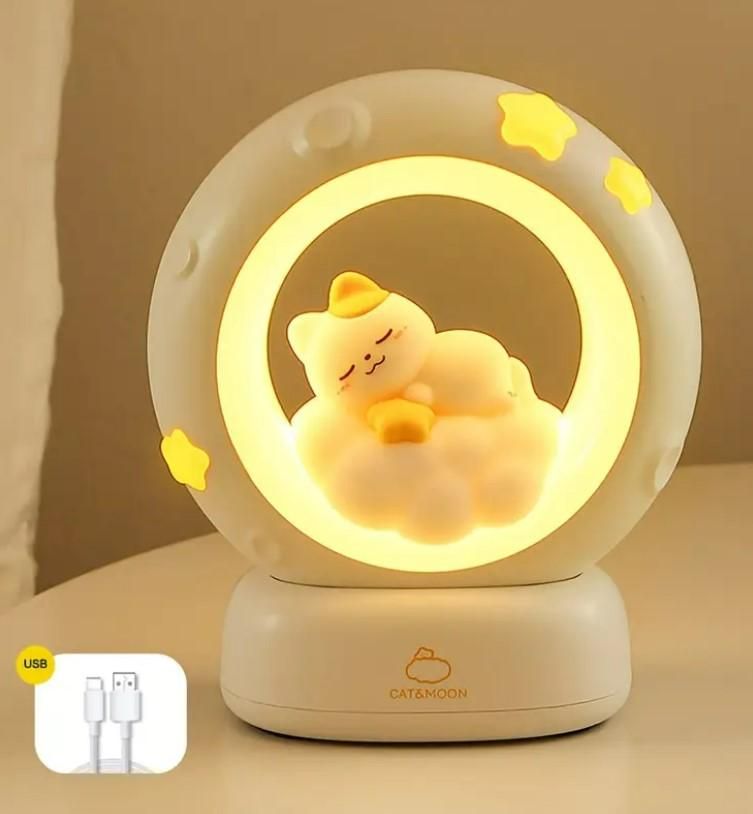 🐾 Sleeping Cat LED Night Light Lamp with Touch Control ✨
