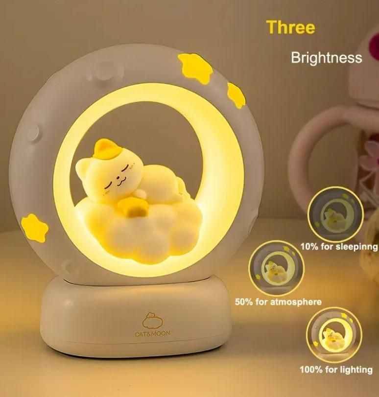 🐾 Sleeping Cat LED Night Light Lamp with Touch Control ✨