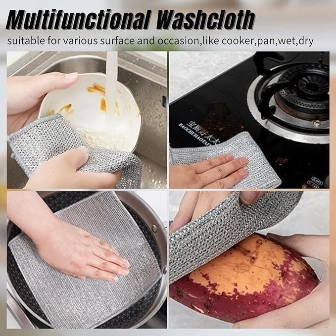 🧽 Multipurpose Wire Dishwashing Rags for Wet and Dry (Pack of 10)