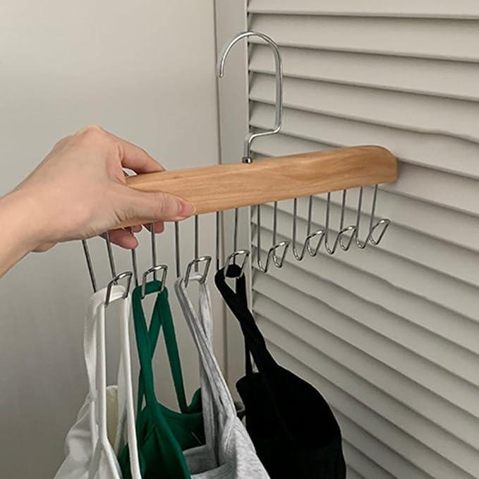 🌟 Wooden Hanger with Metal Hooks (Pack of 1)