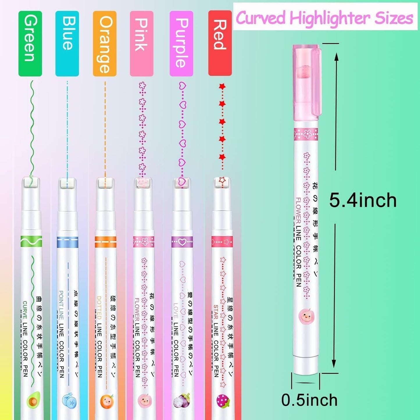 🖍️ Curve Highlighter Roller Pens - Set of 6 🎨