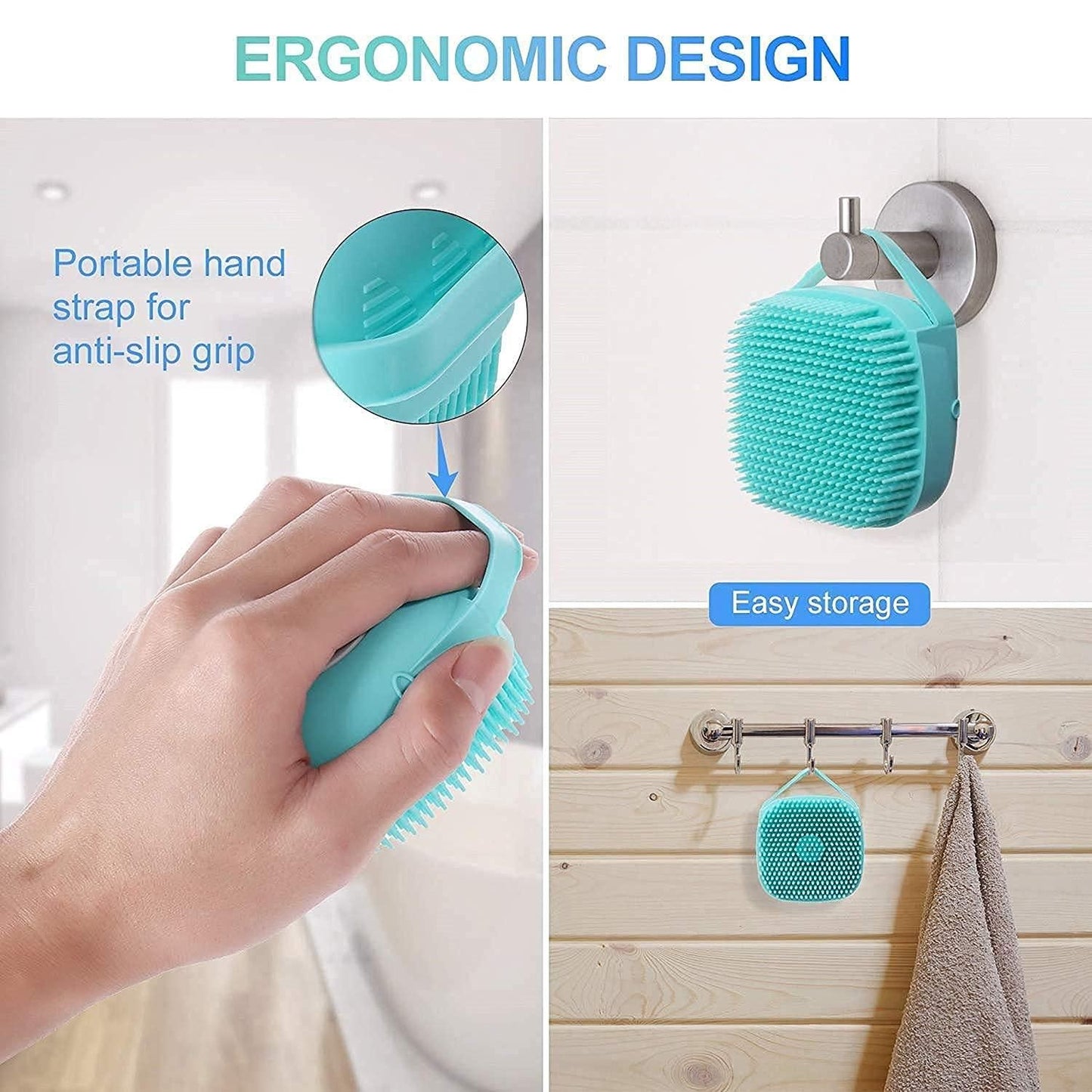 🧼 SCRUBBING Soft Silicone Bath Brush With Hooks for Baby Showers 🌟