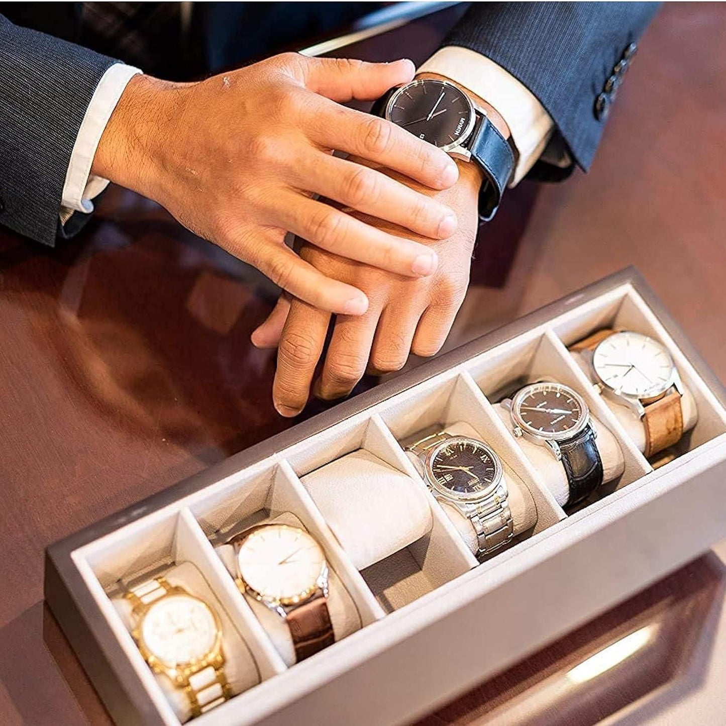 ⌚ Wood Watch Box Organizer with Glass Display