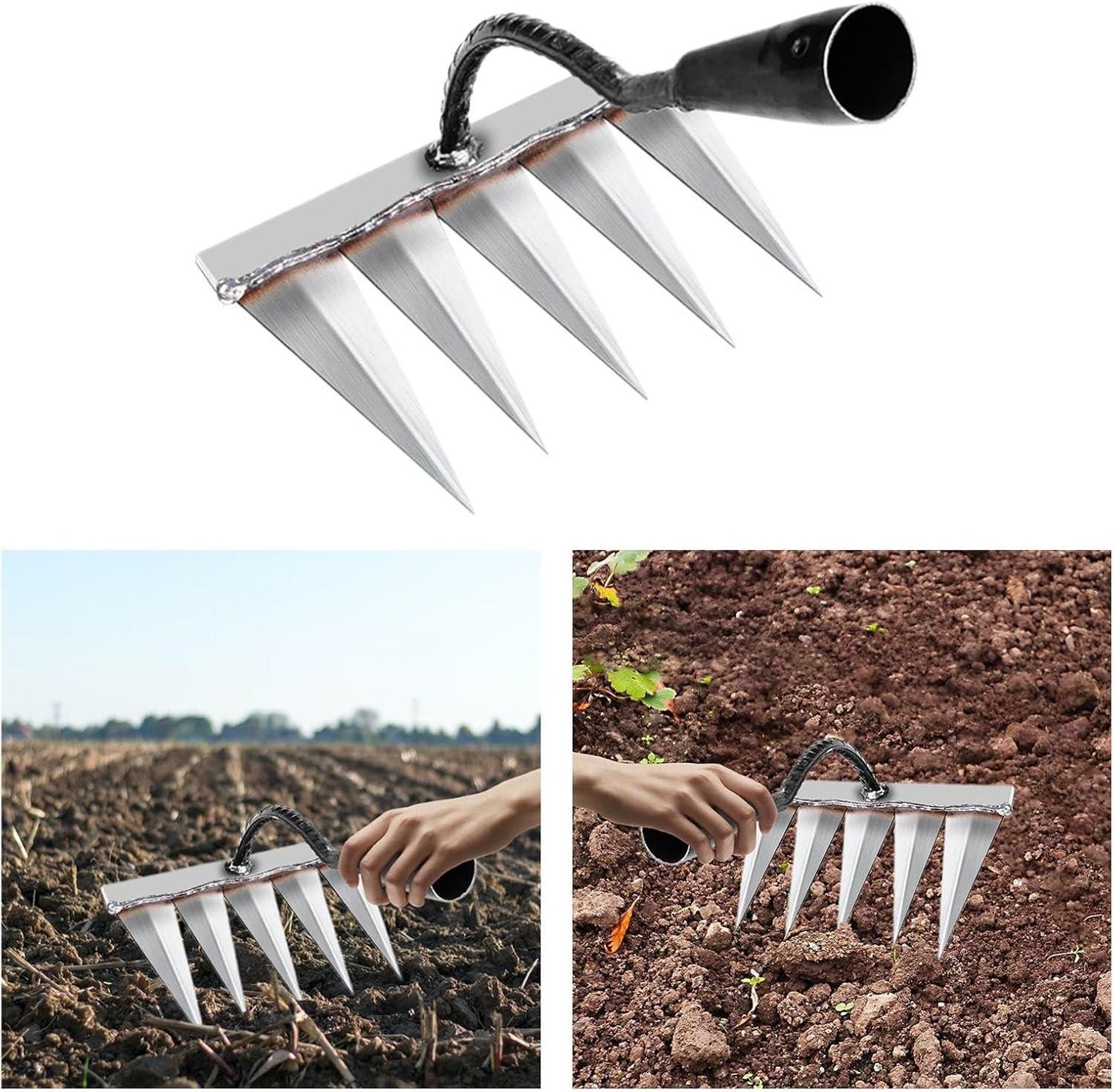 5 Teeth Carbon Steel Garden Weeding Rake