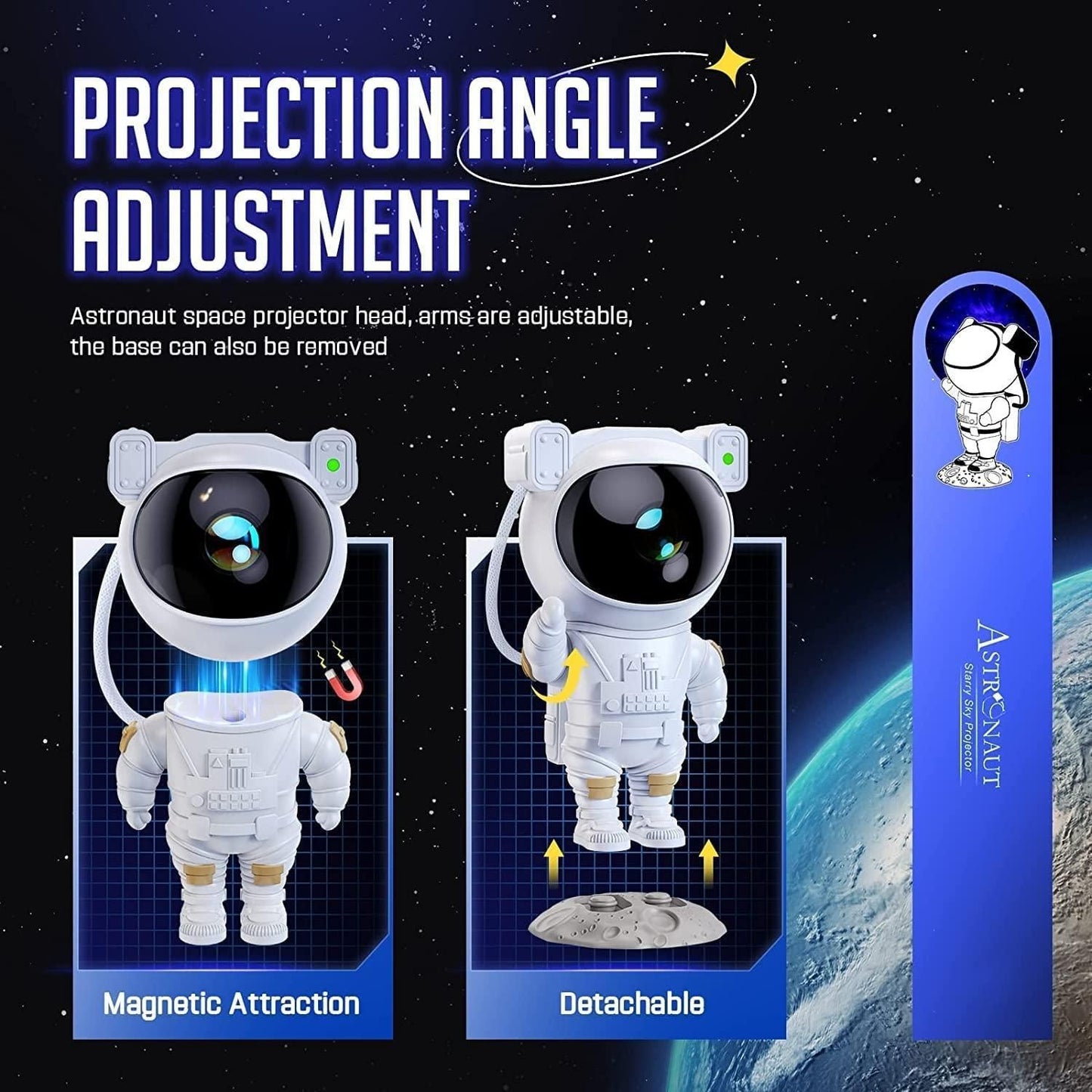 🌌 Astronaut Galaxy Projector – 360° Magnetic Head Rotation, Remote Control 🌠