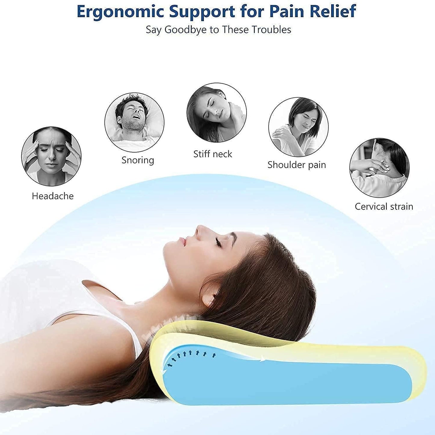 🛏️ Orthopedic Pillow Neck Slider – Memory Foam 🌟