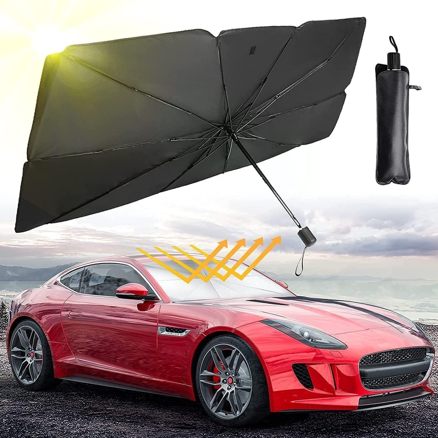 ☂️ Car Windshield Sun Shade Umbrella (Black)