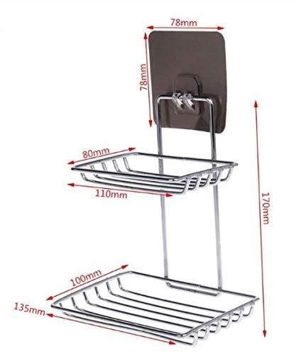 🧼 Wall-Mounted Stainless Steel Soap Rack with Hooks 🪝