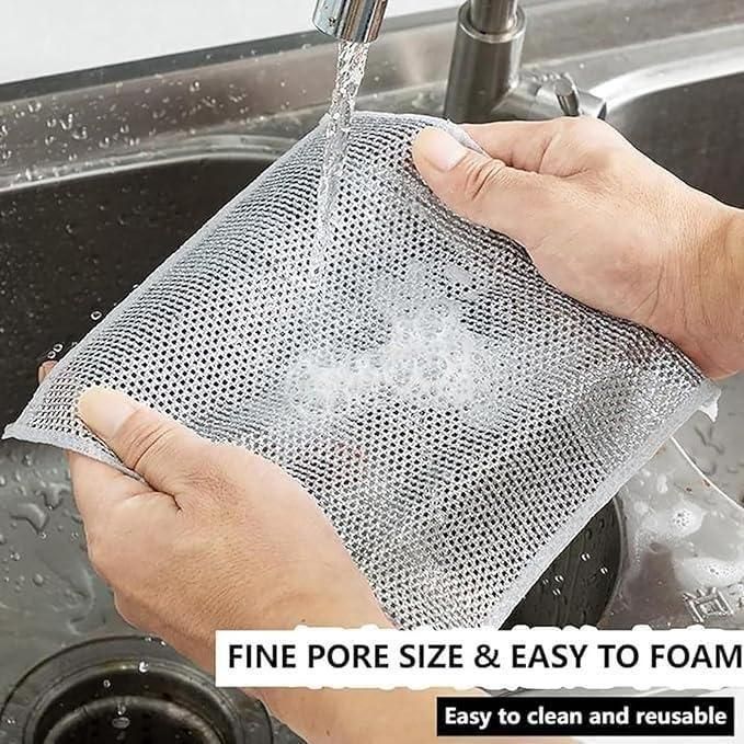 🧽 Multipurpose Wire Dishwashing Rags for Wet and Dry (Pack of 10)
