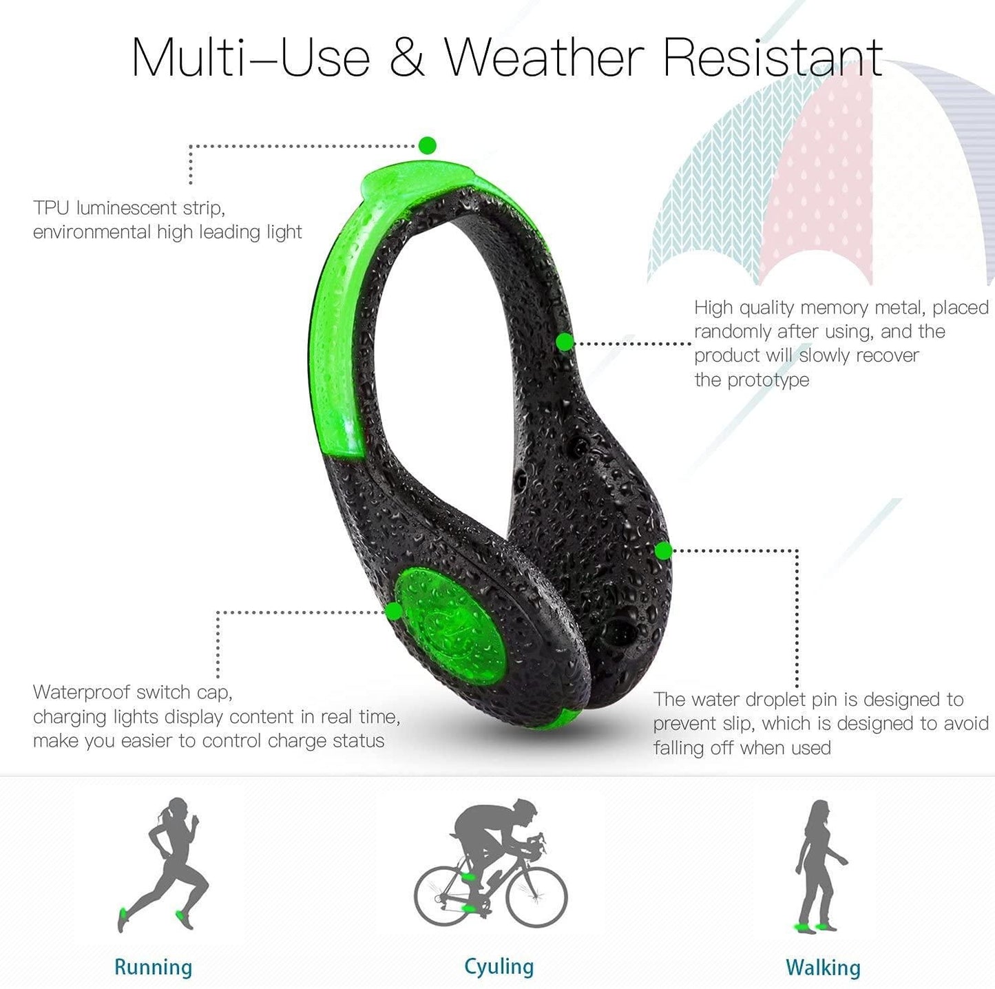 👟 LED Shoes Clip Lights USB Charging