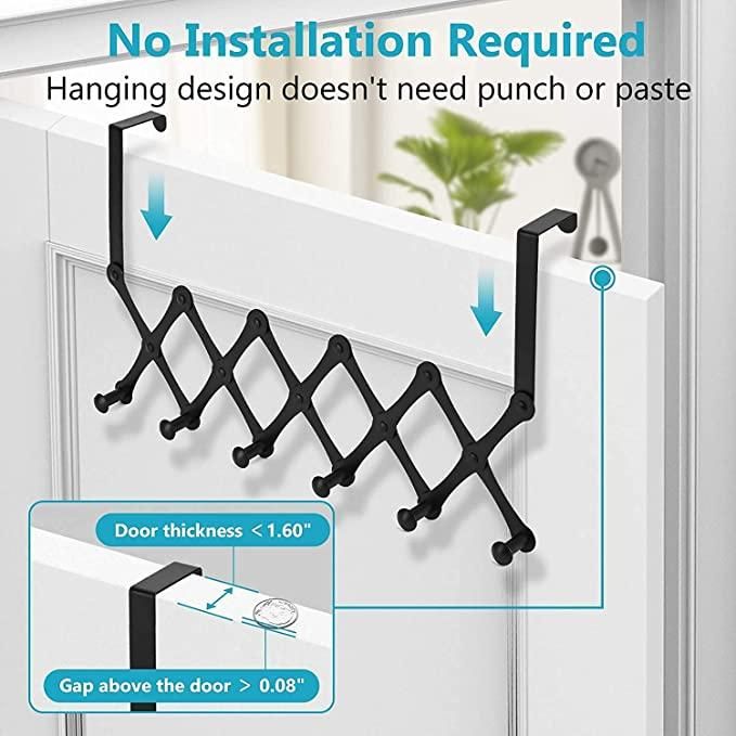 🚪 Over-the-Door Alloy Steel Cloth Hanger with 6 Hooks