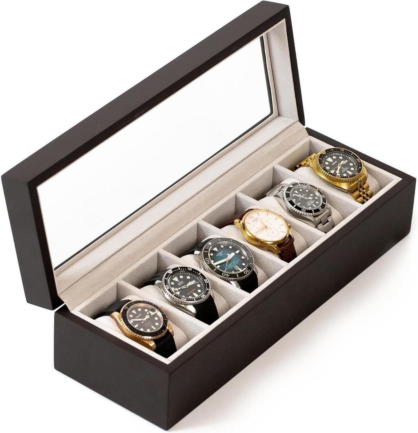 ⌚ Wood Watch Box Organizer with Glass Display