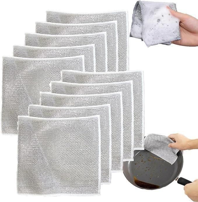 🧽 Multipurpose Wire Dishwashing Rags for Wet and Dry (Pack of 10)
