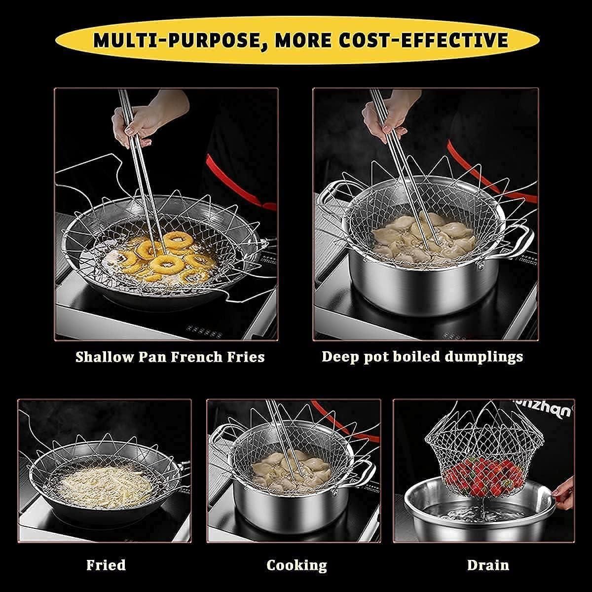 🍟 Foldable Steam Rinse Deep Frying Basket
