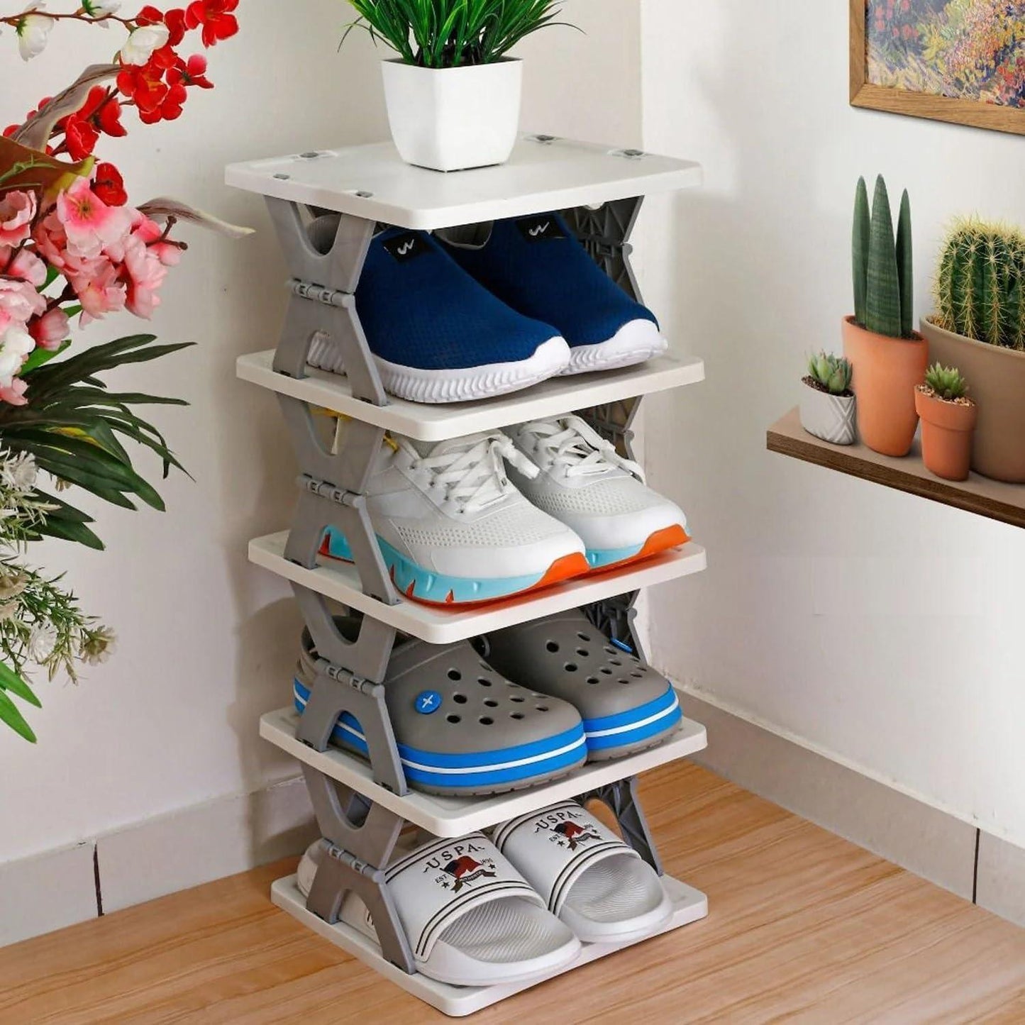 👟🗂️ Foldable Shoes Shelf - 5 Tier Rack