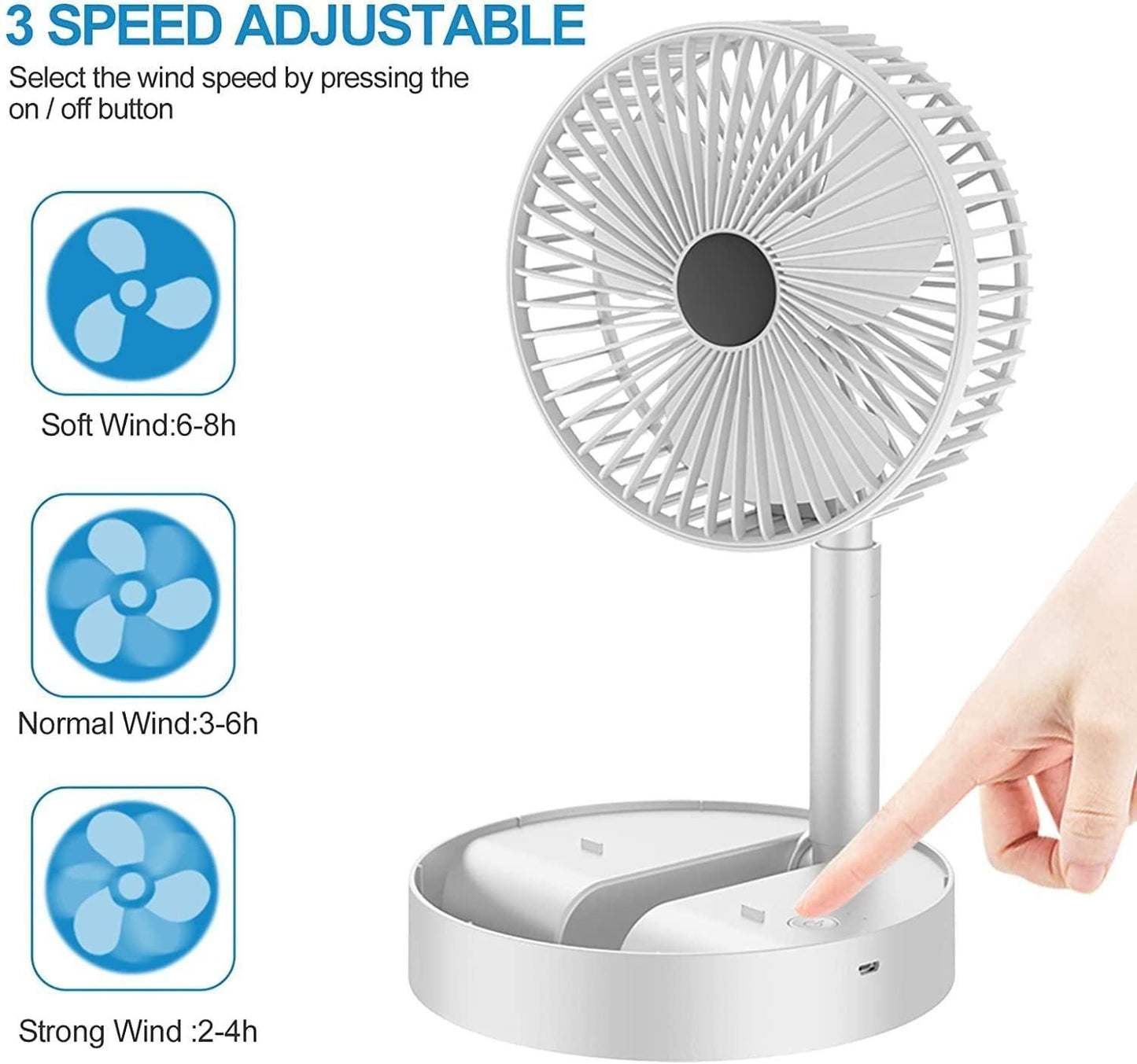 💨 Powerful Rechargeable High Speed Table Desk Fan 🌟