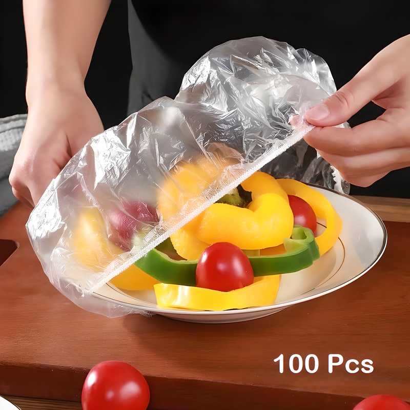 ♻️ Reusable Elastic Food Storage Plastic Covers – Pack of 100 🌟