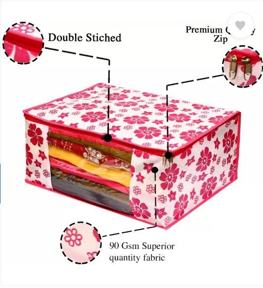 🌸 Polka Pink Flower Design Clothes Travel Bag (Pack Of 3)