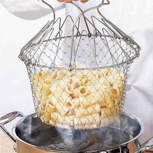 🍟 Foldable Steam Rinse Deep Frying Basket