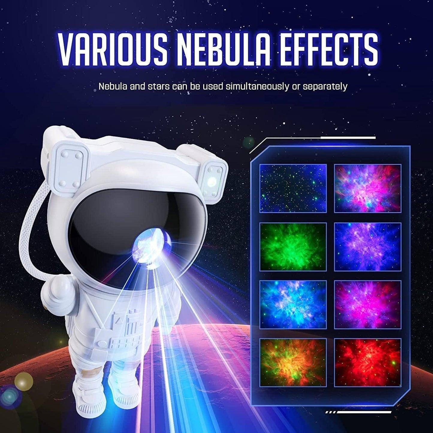🌌 Astronaut Galaxy Projector – 360° Magnetic Head Rotation, Remote Control 🌠