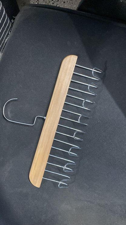 🌟 Wooden Hanger with Metal Hooks (Pack of 1)
