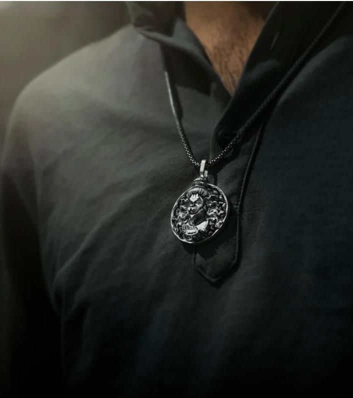 🪙 Hanuman Ji Pendant Oxidized Silver Chain