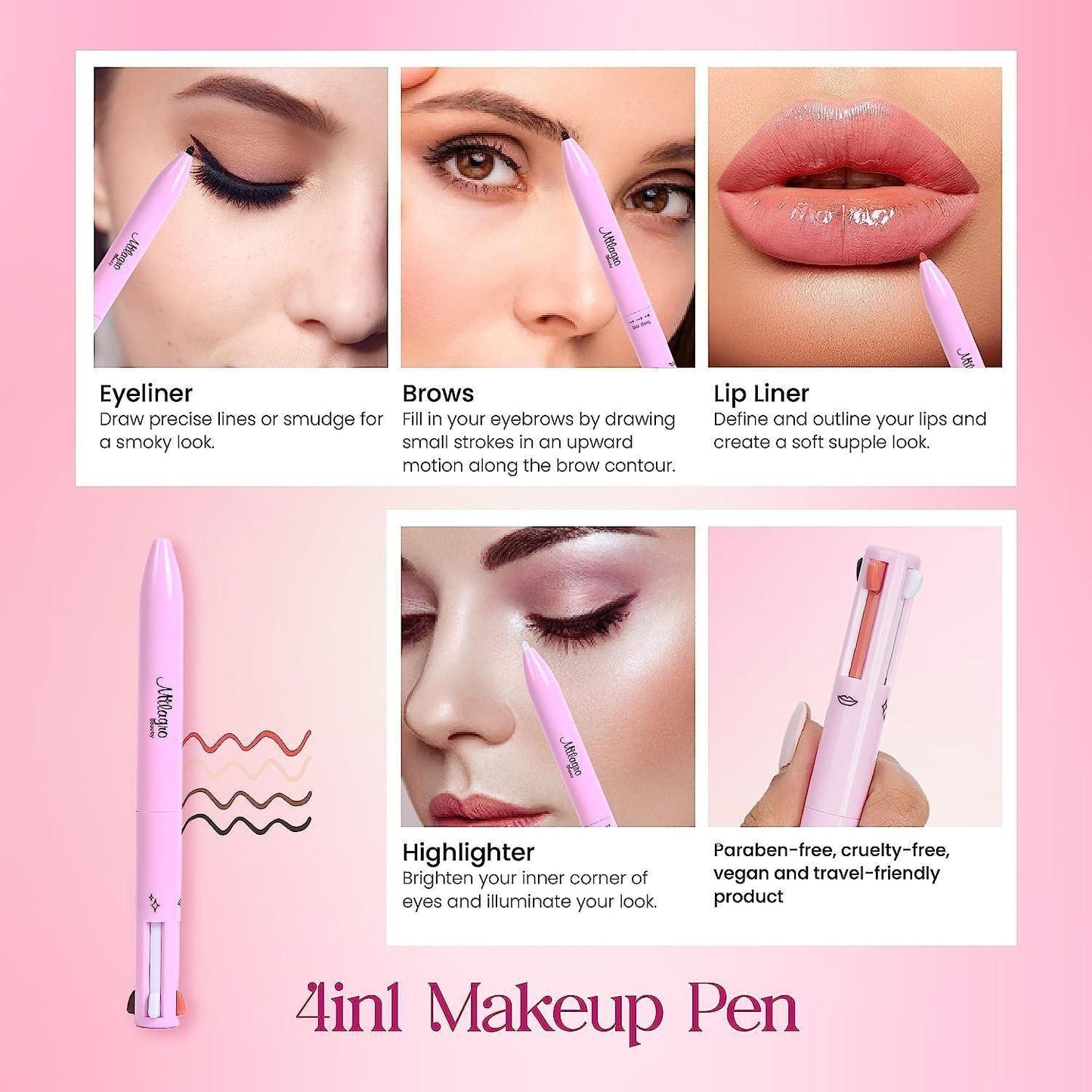 💄 Milagro Beauty On-The-Go 4-IN-1 Makeup Pen