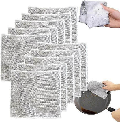 🧽 Multipurpose Wire Dishwashing Rags for Wet and Dry (Pack of 10)