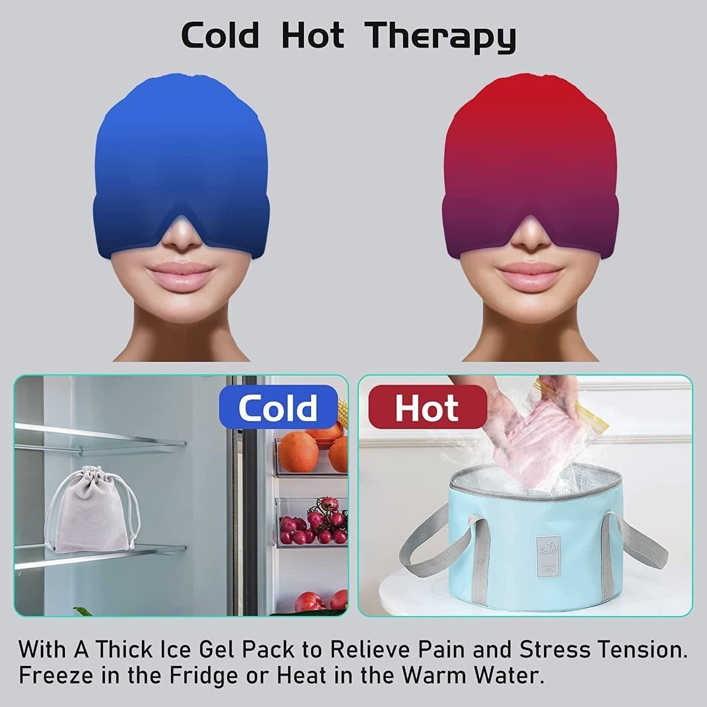 🧊 Migraine Relief Cap & Cold Therapy Head Wrap