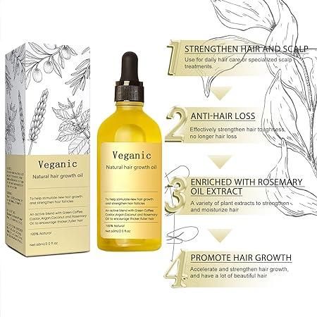 🌿 Vegan Natural Hair Growth Oil 💧(Pack of 2)