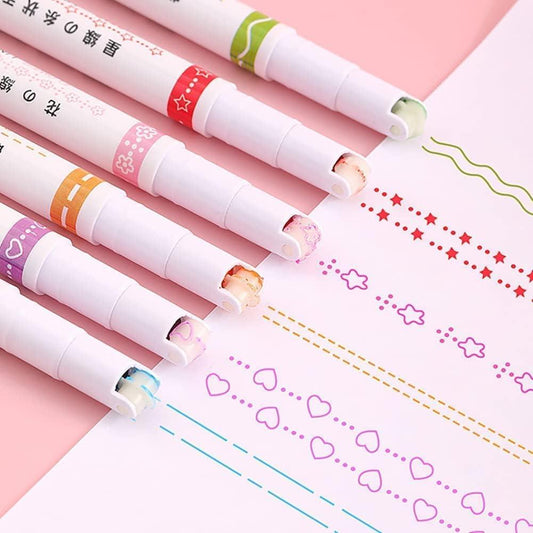 🖍️ Curve Highlighter Roller Pens - Set of 6 🎨