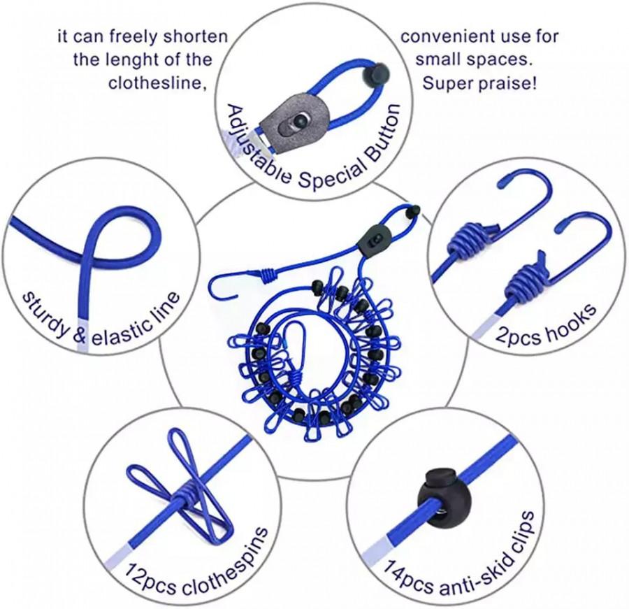 🌟 12 PC Travel Clothesline 🌟