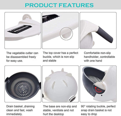 🥕 7-in-1 Multifunctional Vegetable Cutter with Drain Basket 🌟