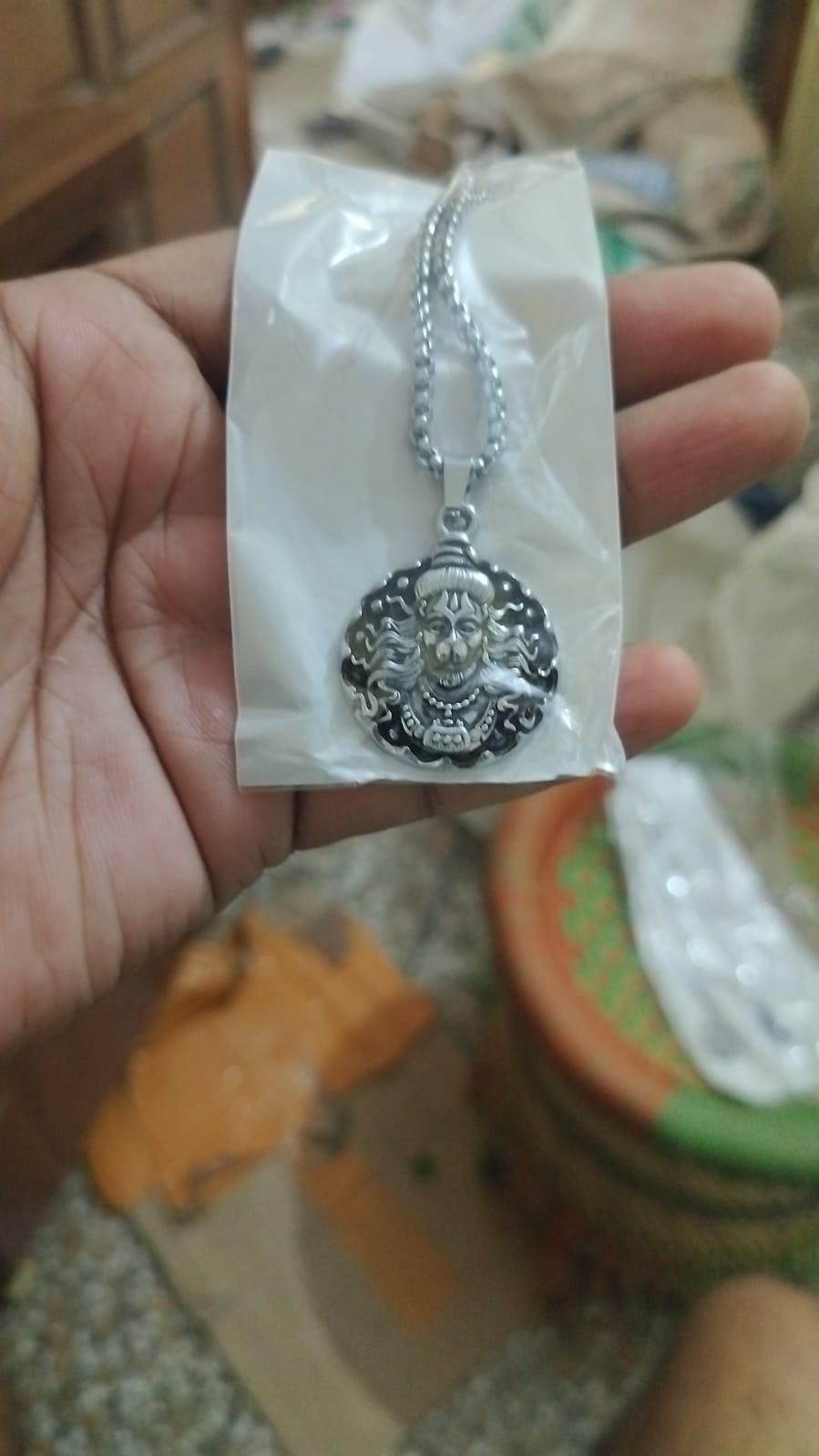 🪙 Hanuman Ji Pendant Oxidized Silver Chain